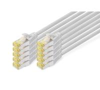 DIGITUS LAN cable Cat 6A - 0.5m - 10 pieces - RJ45 network cable - S / FTP shielded - Compatible with Cat-6 & Cat-7 - gray