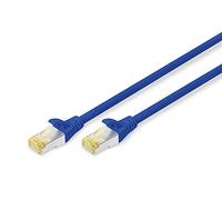 DIGITUS LAN Cable Cat 6A - 0.5m - RJ45 Network Cable - S/FTP Shielded - 10 Gbps - Compatible with Cat6 and Cat7 - Blue