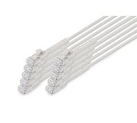 DIGITUS LAN cable Cat 6A - 1 m - 10 pieces - 10 Gbps - flexible plug - slim version AWG 32-7 - RJ45 network cable - F-FTP - PoE+ - LSZH - compatible with Cat7, Cat6, Cat5e - grey