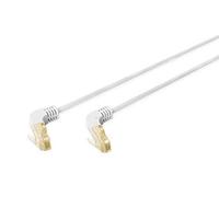 DIGITUS LAN Cable Cat 6A - 15m - 90 degree Angled Plug - RJ45 Network Cable - 10 Gbps - S/FTP Shielded - Gray