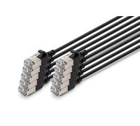 Digitus LAN cable Cat 6A - 2 m - 10 pieces - Slim - F/FTP - Black | 10 Gbit/s - Shielded - PoE+ - AWG 32/7 - LSZH - RJ45 network cable - Compatible with Cat 6 and Cat 7