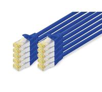 DIGITUS LAN Cable Cat 6A - 2m - 10 Pieces - RJ45 Network Cable - S/FTP Shielded - 10 Gbps - Compatible with Cat6 and Cat7 - Blue