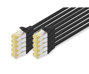 DIGITUS LAN cable Cat 6A - 3m - 10 pieces - RJ45 network cable - S / FTP shielded - Compatible with Cat-6 & Cat-7 - black