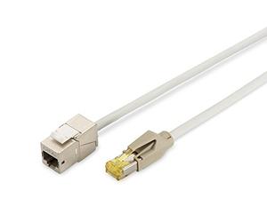 DIGITUS LAN Cable Cat 7-5m - RJ45 Network Cable with Keystone Module - S/FTP Shielded - Cat6A Connector - Gray