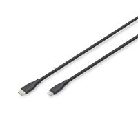 Digitus Lightning connection cable - USB 2.0-2m - USB-C to Lightning - high speed 480 Mbit/s - 60W Power Delivery - flexible silicone cable - black - for iPad, iPhone