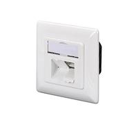 Digitus LSA junction box Cat-5e - 2 port RJ45 - Flush-mounted or surface-mounted network socket - Horizontal feed - Design-compatible - 1 Gbps - Shielded - PoE-compatible - White RAL9003