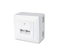 DIGITUS Cat-6 connection box - 2 RJ45 ports - 5 pieces - surface-mounted network box - horizontal feed - design-compatible - pure white