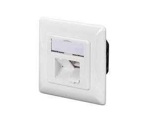 Digitus LSA junction box Cat-6A - 2 port RJ45 - Flush-mounted or surface-mounted network socket - Horizontal feed - Design-compatible - 10 Gbps - Shielded - PoE-compatible - White RAL9003
