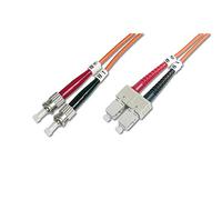 DIGITUS LWL Patch Cable ST/SC 50/125µm 1m Multimode Duplex Halogen-free with Measurement Protocol Orange OM2