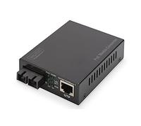 DIGITUS Media Converter - SM - Gbit Ethernet - RJ45 / SC - 1310nm Wavelength - Up to 20km - With PoE Injector - Black