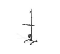 DIGITUS Mobile standing workstation - Monitor mount & keyboard tray & PC mount - Flexible height adjustment - 1 monitor - Up to 32 inch - VESA 75x75, 100x100 - Black