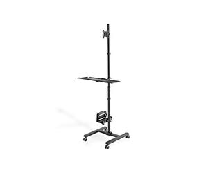 DIGITUS Mobile standing workstation - Monitor mount & keyboard tray & PC mount - Flexible height adjustment - 1 monitor - Up to 32 inch - VESA 75x75, 100x100 - Black