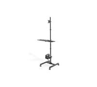 DIGITUS Mobile standing workstation - Monitor mount & keyboard tray & PC mount - Flexible height adjustment - 1 monitor - Up to 32 inch - VESA 75x75, 100x100 - Black