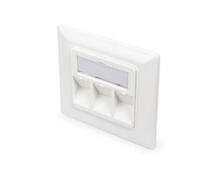 DIGITUS Modular junction box for Keystone modules - 3 port - 45 degree angled outlet - Limited design capability - With dust protection flap - Empty box - White RAL9003