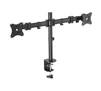 DIGITUS Monitor Bracket - Table Clamp - 2 Monitors - Up to 27 Inches - Up to 2x 8 kg - VESA 75x75, 100x100 - Black
