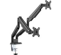 DIGITUS Monitor Mount - Clamp & Gas Strut - 2 Monitors - Up to 32 Inches - Up to 2 x 9 kg - VESA 75 x 75/100 x 100 - Black