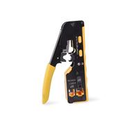 DIGITUS Multimodular Crimping Tool - Crimping Tool, Cable Cutter, Stripper - with Passthrough - Suitable for Cat 5e, Cat 6, Cat 6A & Cat 7 - Black/Yellow