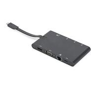 DIGITUS Multiport Docking Station - USB-C Dock 9 Ports - HDMI VGA, RJ45, 2x USB 3.0, 2x USB Type-C, Charging Port, Card Reader