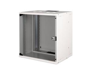 DIGITUS network cabinet - 19-inch rack 12 U - Unassembled - Wall mounting - 400 mm depth - 319,25 mm usable depth - Load capacity 60 kg - Glass door - SOHO Pro series - Grey