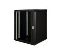 Digitus Network Cabinet - 19-inch rack - 16U - 600 mm x 600 mm (WxD) - usable depth 450 mm - wall-mounted - load capacity 100 kg - safety glass door - protection class IP20 - Unique Series - Black