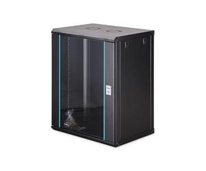DIGITUS Network Cabinet - 19-inch Rack 16U - Unassembled - Wall-mounted - 450 mm depth - 320 mm usable depth - 60 kg load capacity - Glass door - Dynamic-N Series - Black