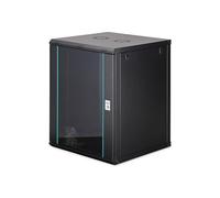DIGITUS Network Cabinet - 19-inch rack, 16U - Unassembled - Wall-mounted - 600 mm depth - 470 mm usable depth - 60 kg load capacity - Glass door - Dynamic-N Series - Black