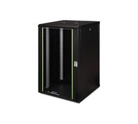 DIGITUS Network Cabinet - 19-inch rack - 20U - 600 mm x 600 mm (WxD) - Internal depth 450 mm - Wall-mounted - Load capacity 100 kg - Safety glass door - Protection class IP20 - Unique Series - Black