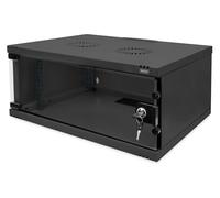 DIGITUS network cabinet - 19-inch rack 4 U - Unassembled - Wall mounting - 400 mm depth - Load capacity 60 kg - Glass door - SOHO series - Black