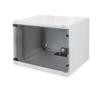 DIGITUS network cabinet - 19-inch rack 7 U - Unassembled - Wall mounting - 400 mm depth - Load capacity 60 kg - Glass door - SOHO series - Grey