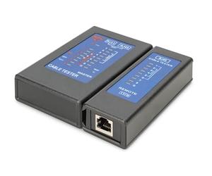 DIGITUS network cable tester - for RJ45 and RJ11 cables - with PoE testing device - shielding detection - for CAT 5, CAT 5e, CAT 6 and CAT 6A cables - black