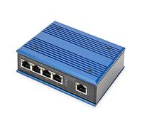 DIGITUS Network switch - 5-port Gigabit Ethernet - DIN rail mounting - terminal strip - fanless - black/blue