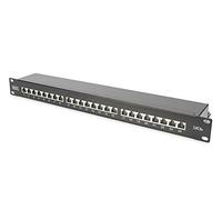 DIGITUS patch panel - 19-inch - Cat-6A - 24-port RJ45 - shielded - LSA patch field - 1U rack mounting - black