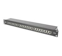 Digitus patch panel - 19-inch - Cat-6A - 24-port RJ45 - Shielded - LSA patch field - Rack mount 1U - Black