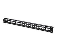DIGITUS Patch Panel - Modular - For Keystone Modules - 19-inch - 24-port - Shielded - Rack Mount 1U - Black