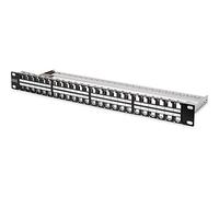 DIGITUS Cat 6 patch panel - 12 ports - RJ45 jacks - 10-inch rack mount 1 rack unit - LSA distribution field - shielded - black