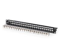 DIGITUS patch panel set - 24 ports - with 24x Keystone modules DN-93615 - 500 MHz - CAT 6A - rack mounting in 19-inch network cabinet - 1U - black
