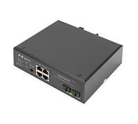 Digitus PoE Network Switch TL-SG105MPE - 6-port Gigabit (4x RJ45 + 2x SFP) Unmanaged DIN-rail Black