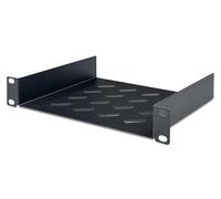 DIGITUS shelf - 1U - 10-inch (254 mm) - For network cabinet - 200 mm deep - Perforated steel sheet - Black