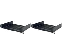 DIGITUS shelf - 1U - 10-inch (254 mm) - For network cabinet - 200 mm deep - Perforated steel sheet - Black (Pack of 2)