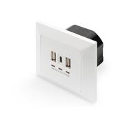 DIGITUS Flush-Mounted USB Charging Device - 2x USB-A to 2.8A / 1x USB-C to 2.8A - Design-capable - Pure white RAL 9003