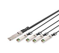Digitus Universal 40 Gbit/s QSFP+ to 4x SFP+ 10 Gbit/s DAC Breakout Cable - 1 m - 10 Gbit/s per channel - Network Cable - Direct Attach Cable - Direct Attach Copper