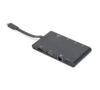 DIGITUS Multiport Docking Station - USB-C Dock 9 Ports - HDMI VGA, RJ45, 2x USB 3.0, 2x USB Type-C, Charging Port, Card Reader