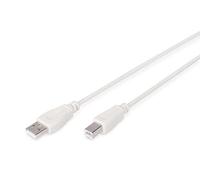 DIGITUS USB 2.0 cable - 1.8 m - USB-A to Type-B - 480 Mbps - connection cable for computers, notebooks, hubs, printers - beige