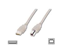 DIGITUS 1.8m Length USB 2.0 Connection Cable A Male - B Male - Beige