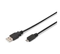 DIGITUS USB 2.0 cable - 1 m - USB A to Micro B - 480 Mbit/s - connection cable for computers, notebooks, hubs, smartphones - black