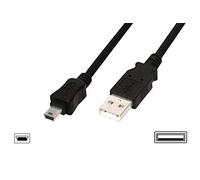DIGITUS USB 2.0 cable - 3 m - USB A to Mini B (5-pin) - 480 Mbps - connection cable for PC, notebook, cameras or hubs - polybag - black