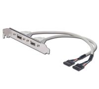 DIGITUS USB 2.0 slot bracket - 0.25 m - 2x IDC (5-pin) to 2x USB-A - 480 Mbps - for standard computer cases - beige