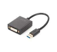 DIGITUS USB 3.0 graphics adapter, USB A to DVI, full HD, 1920 x 1080 pixels, plastic, black