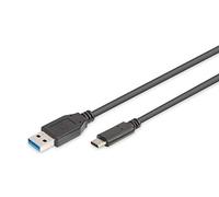 DIGITUS USB 3.2 Gen1 connection cable - 1.0 m - USB A (male) to USB C (male) - 5 Gbit/s - connection cable - black