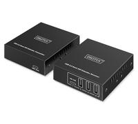 DIGITUS USB 3.2 Gen1 Extender over Ethernet - 4-Port USB Hub - 3x Type A, 1x Type C - 100m Range with Cat 6 Network Cable - 5Gbps - Black